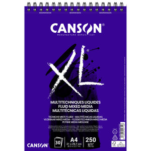 Canson - Papier mixte XL Fluid Mixed Media 30 feuilles 250gr A4 extra blanc