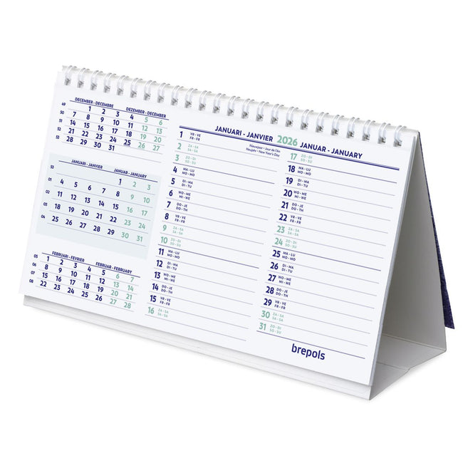Brepols - Calendrier mensuel de bureau 2026 210x125mm