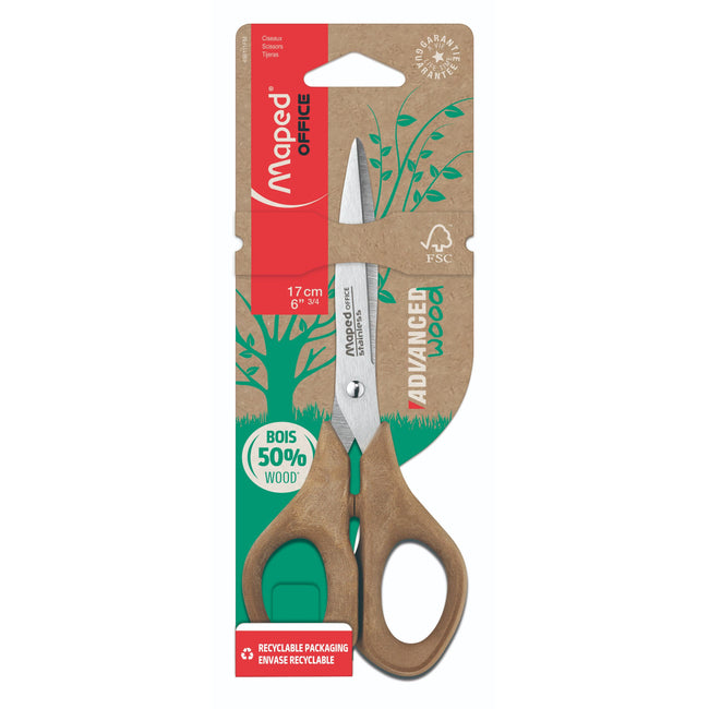 Maped Office - Ciseaux Advanced Wood 17cm marron