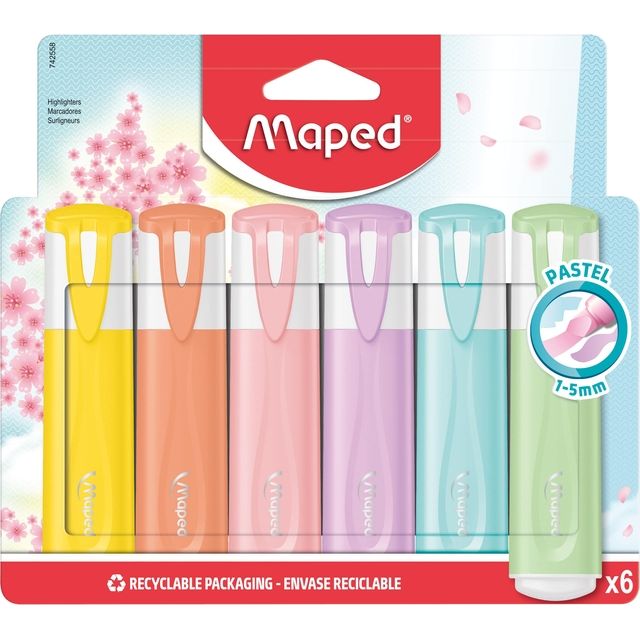 Maped -  Markeerstift  set à 6 pastel kleuren