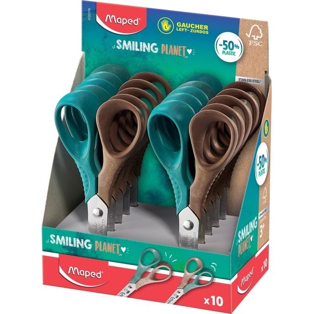 Maped - Schere Smiling Planet 12cm links Display mit 10 Stück sortiert