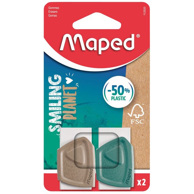 Maped - Gum Smiling Planet blister de 2 pièces