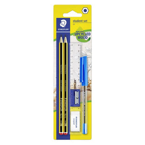 Staedtler - Set d'écriture contenu 2 crayons Noris HB et stylo à bille gomme taille-crayon et règle 6 pièces