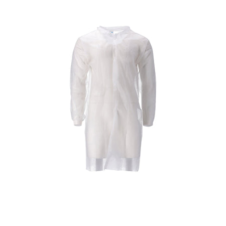 CMT - Veste visiteur M boutons-pression intissés 104cm de long PP blanc 100 pièces