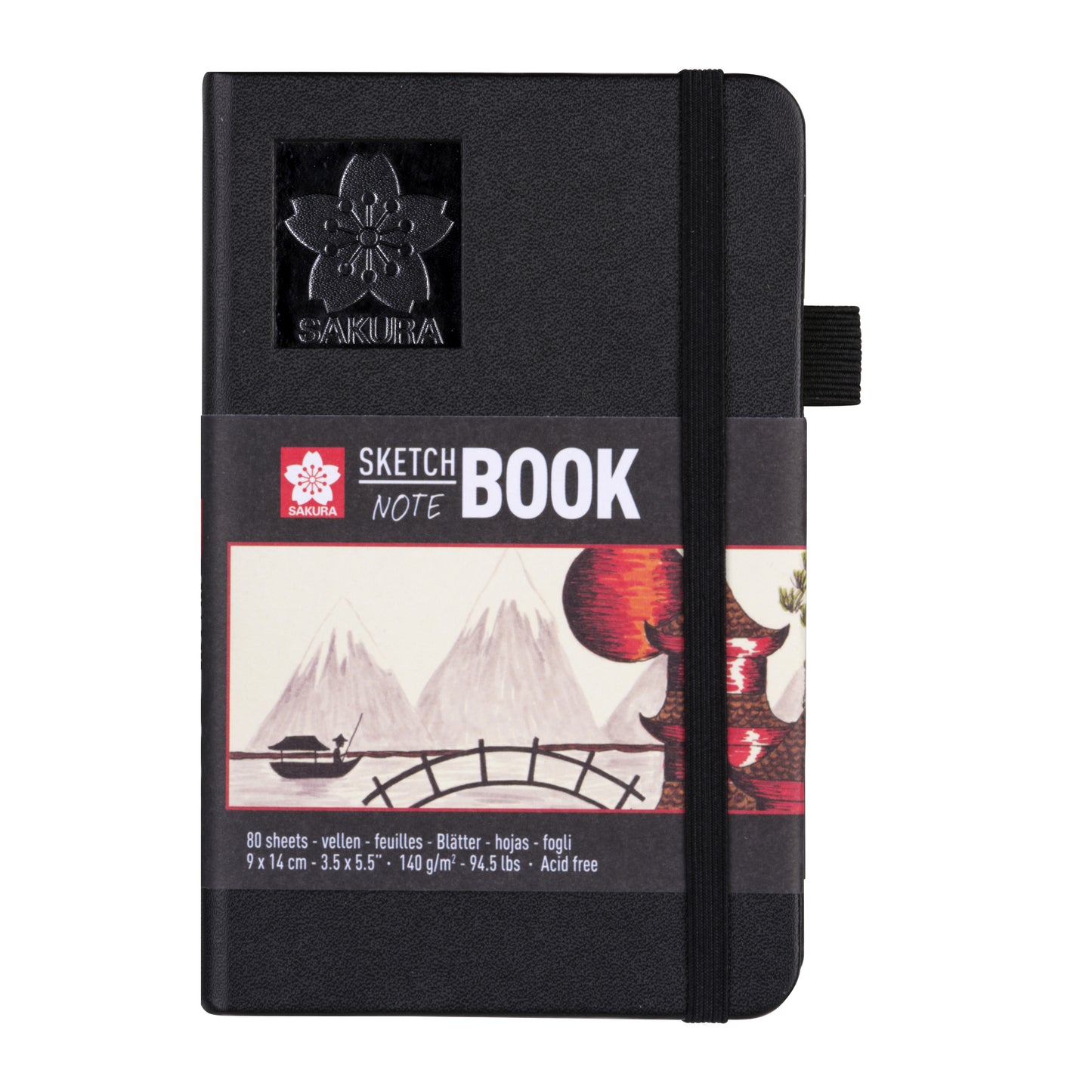 Sakura -  Schetsboek 80 witte vellen 90x140mm zwart