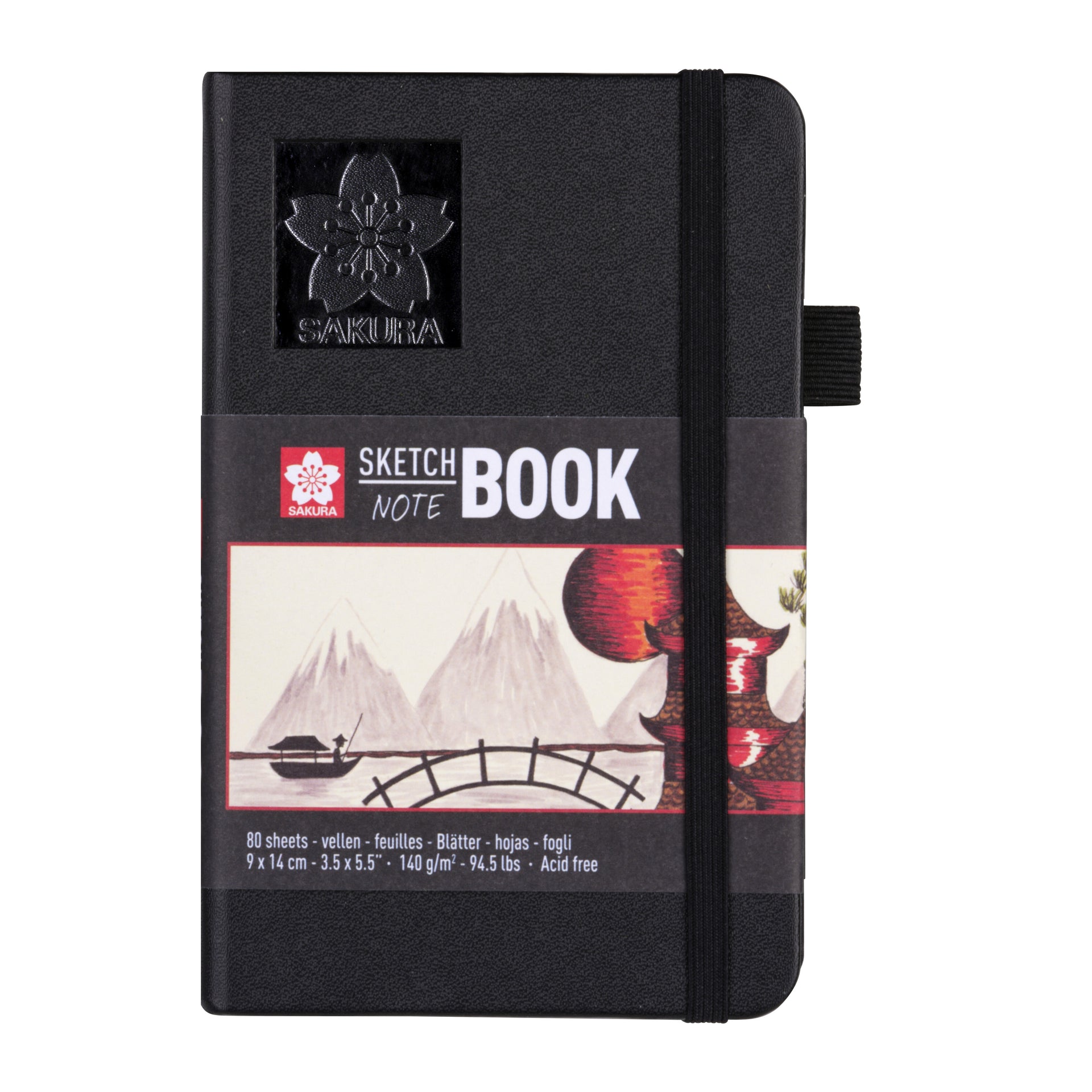 Sakura - Carnet de croquis 80 feuilles blanches 140gr 90x140mm noir | 5 pièces