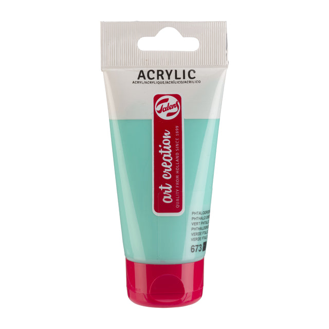 Talens Art Creation -  Acrylverf tac 673 phtalogroen licht tube 75ml | 3 stuks