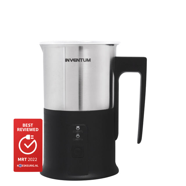 Inventum -  Melkopschuimer  240ml zwart met rvs