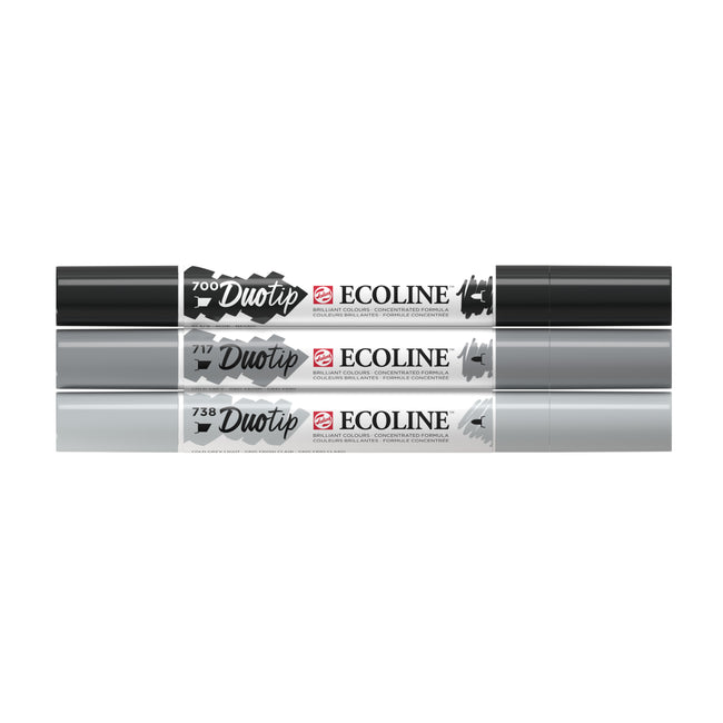 Talens - Duotip Ecoline set de 3 pièces noir et gris | 3 pièces