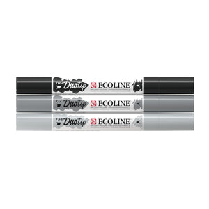 Talens - Duotip Ecoline 3er-Set schwarz und grau