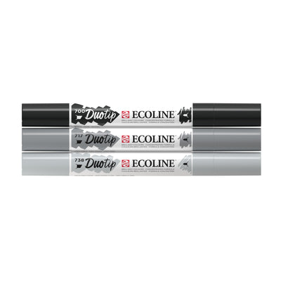 Talens - Duotip Ecoline 3er-Set schwarz und grau | 3 Stück