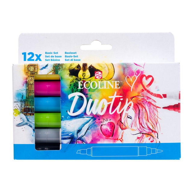 TALENS - Duotip Marker Ecoline Basic Set 12 Farben | 3 Stücke