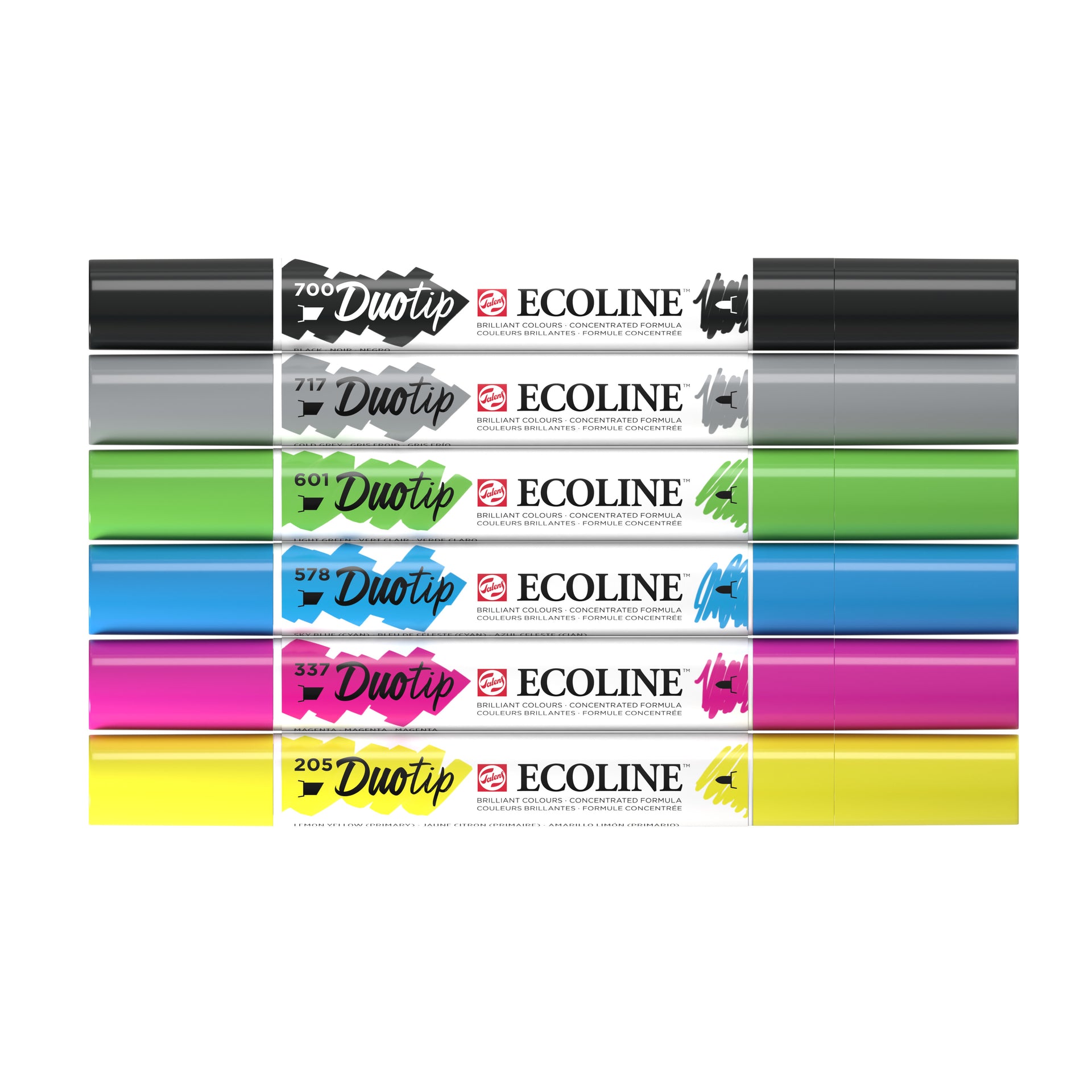 Talens Ecoline -  Duotip ecoline set 6 stuks basis | 3 stuks