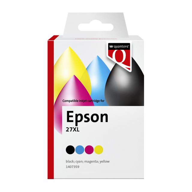 Quantore – Tintenpatronen-Alternative für 27XL Schwarz + 3 Farben