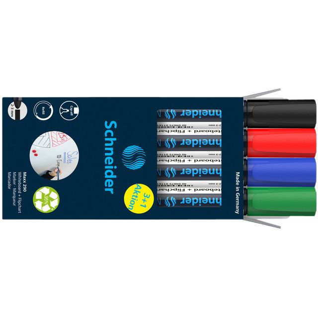 Schneider - Whiteboardmarker Maxx 290 rund 2-3mm sortiert 3+1 gratis