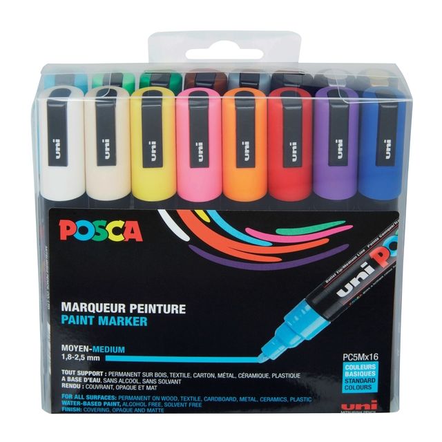 Posca - Paintmarker Uni PC5M medium sortiertes Set mit 16 Stück