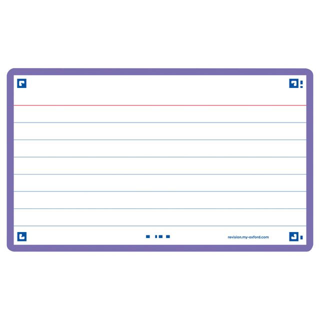 Oxford - Flashcard 2.0 75x125mm 80 Blatt 250gr Linie lila | 20 Stück