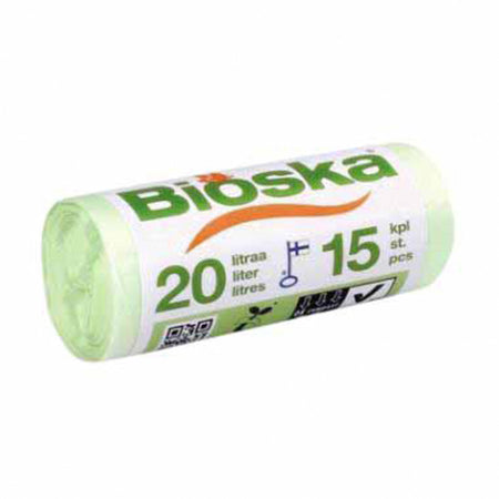 Büro - Abfallbeutel Bioska Stärke 42x50cm 20 Liter grün Rolle à 15 Stück