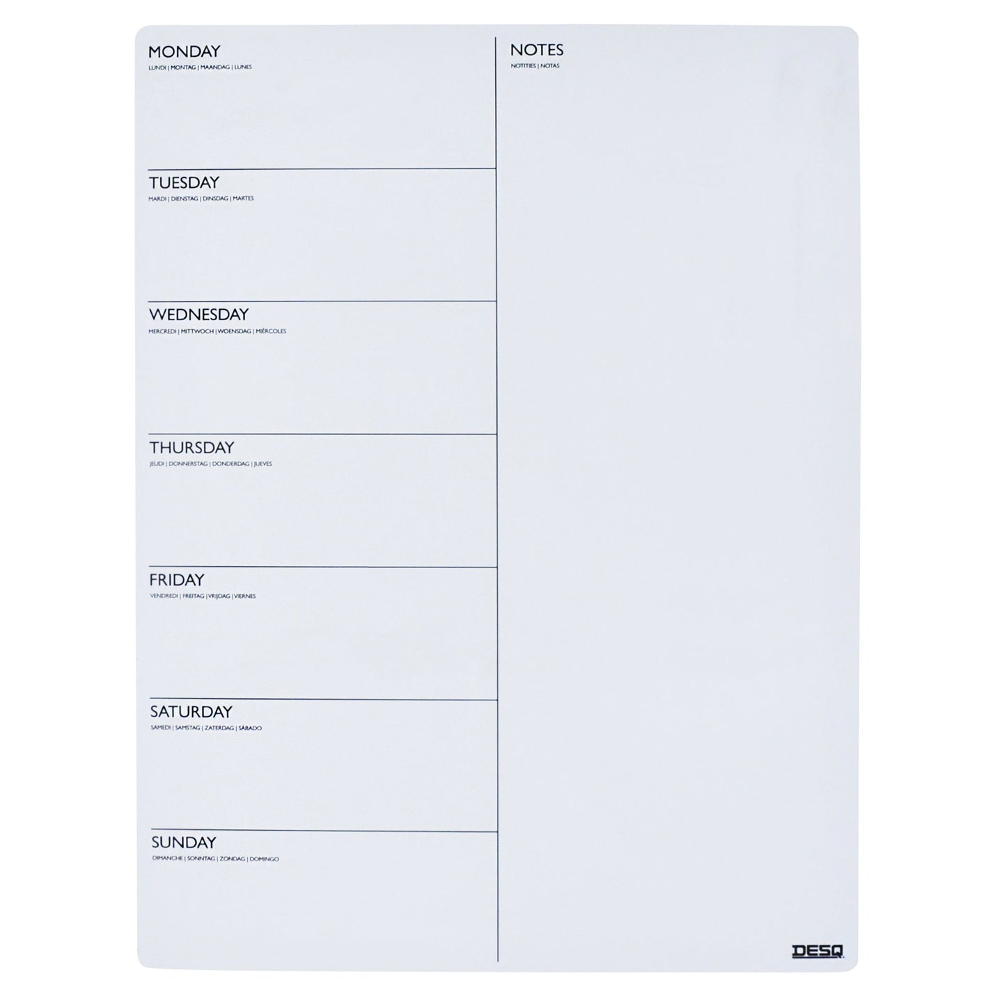 Desq -  Magnetische planner week  40x30cm magnetisch