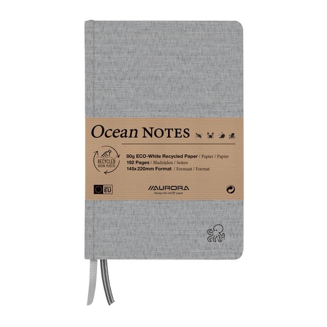 Aurora - Carnet Océan A5 192 pages ligné 80gr structure lin couverture grise