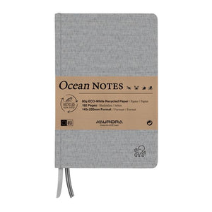 Aurora - Carnet Océan A5 192 pages ligné 80gr structure lin couverture grise