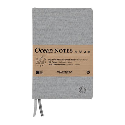 Aurora - Carnet Océan A5 192 pages ligné 80gr structure lin couverture grise