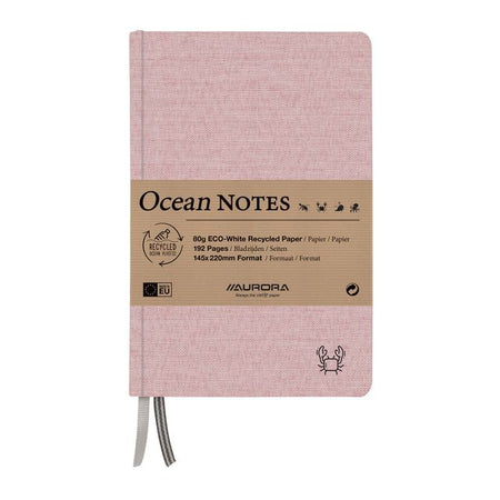 Aurora - Carnet Ocean A5 192 pages ligné 80gr couverture structure lin rouge | 4 pièces