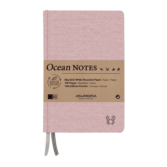 Aurora - Carnet Océan A5 192 pages ligné 80gr structure lin couverture rouge