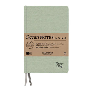 Aurora - Carnet Océan A5 192 pages ligné 80gr couverture structure lin vert