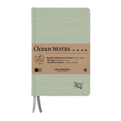 Aurora - Carnet Océan A5 192 pages ligné 80gr couverture structure lin vert