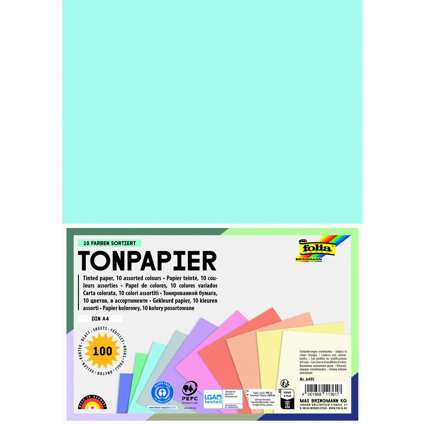 Folia - Papier craft A4 100 feuilles 10 couleurs pastel