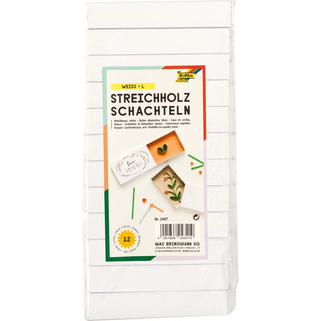 Folia Paper - Streichholzschachteln Folia groß 110x60x20mm 12 Stück weiß