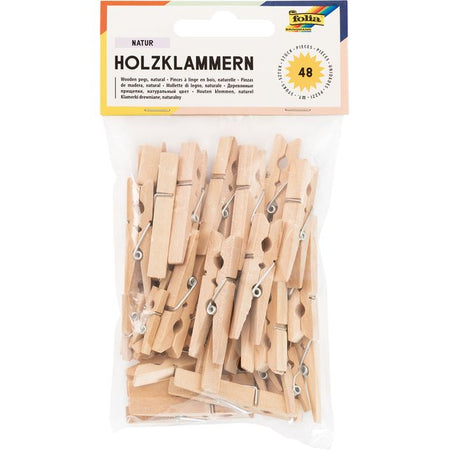 Folia Paper -  Wasknijper folia 48 stuks drie formaten hout