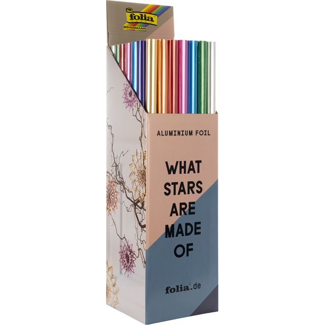 Folia Paper - Bastelfolie Folia 50x78cm 50 Rollen sortiert