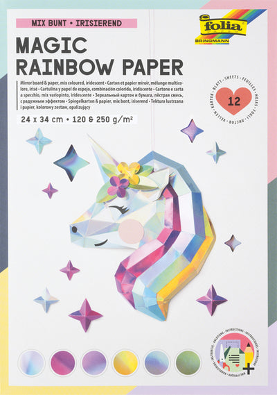 Folia Paper - Papier et carton arc-en-ciel Folia 24x34cm 120gr et 250gr 12 feuilles 6 teintes | 5 pièces