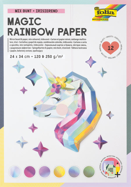 Folia Paper - Papier et carton arc-en-ciel Folia 24x34cm 120gr et 250gr 12 feuilles 6 teintes