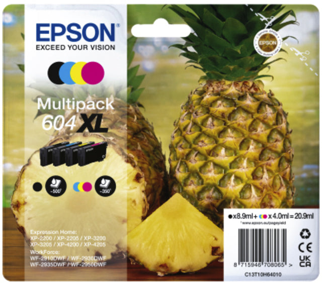 EPSON - Inkcartridge EPSON 604XL T10H64 Black + 3 couleurs