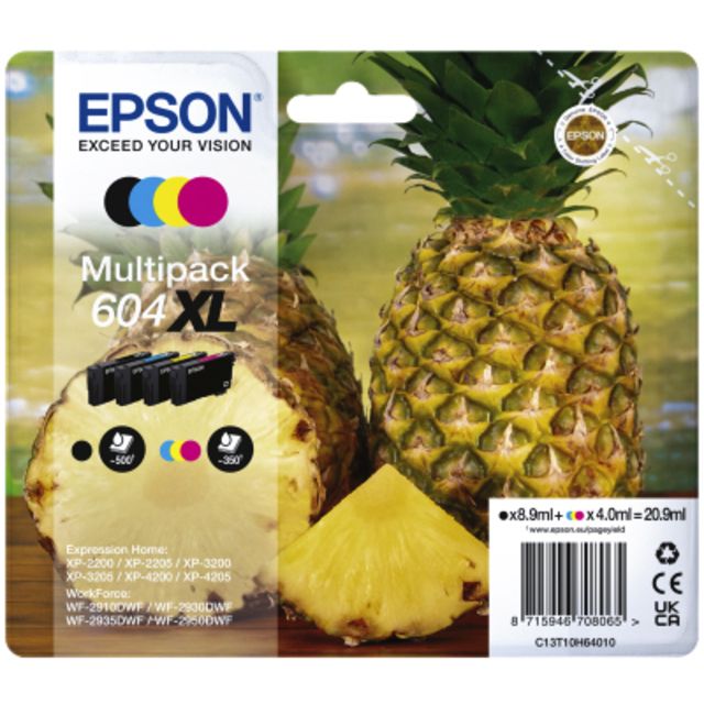 Epson - Cartouche d'encre 604XL T10H64 noire + 3 couleurs