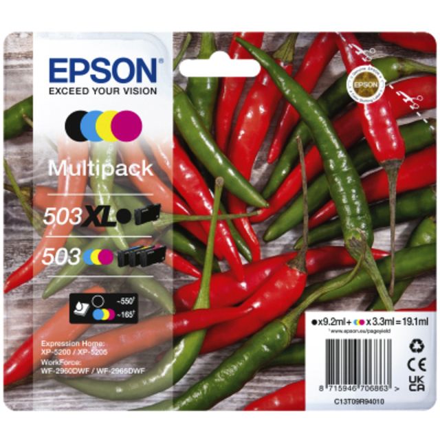 Epson - Cartouche d'encre 503XL/503 T09R94 noire + 3 couleurs