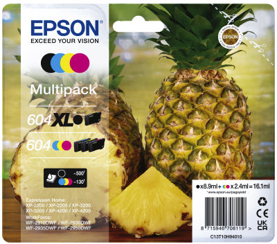 Epson - Cartouche d'encre 604XL/604 T10H94 noire + 3 couleurs