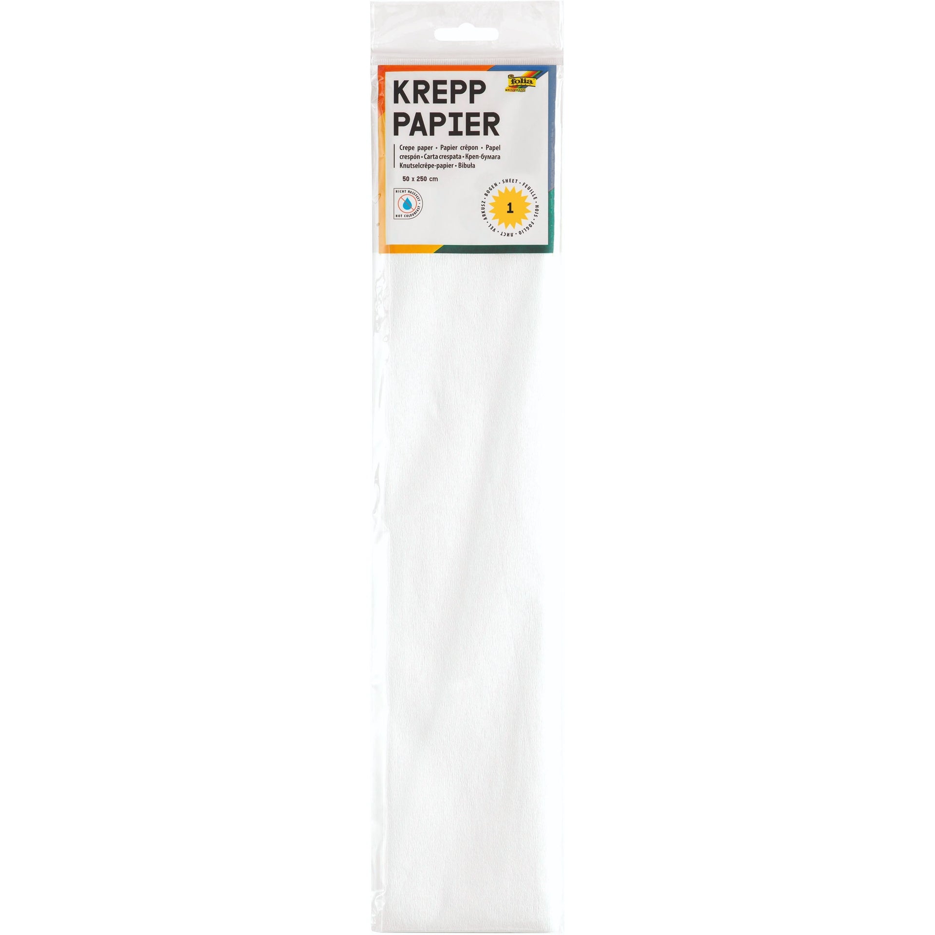 Folia Paper -  Crepepapier folia 50x250cm 10vel 100 wit