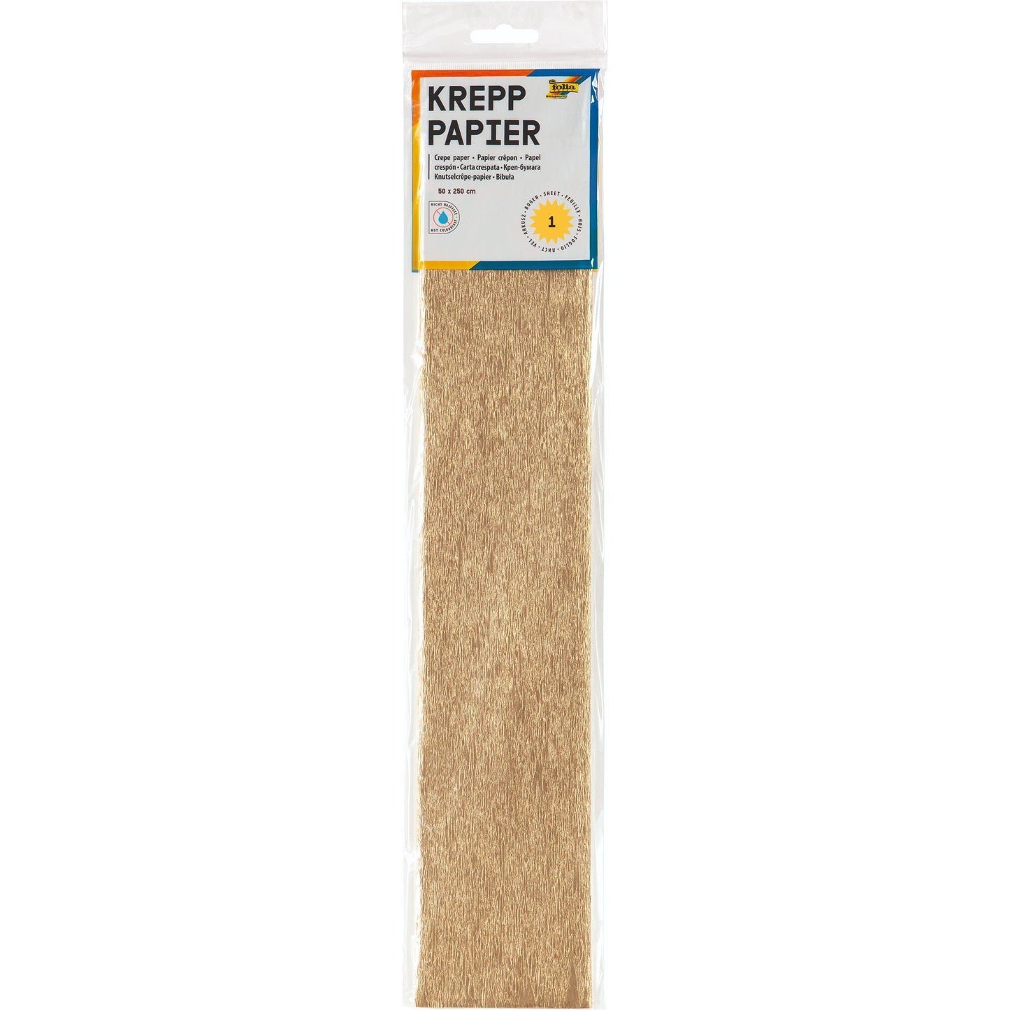 Folia Paper - Papier crépon Folia 250x50cm nr9125 or | 10 pièces