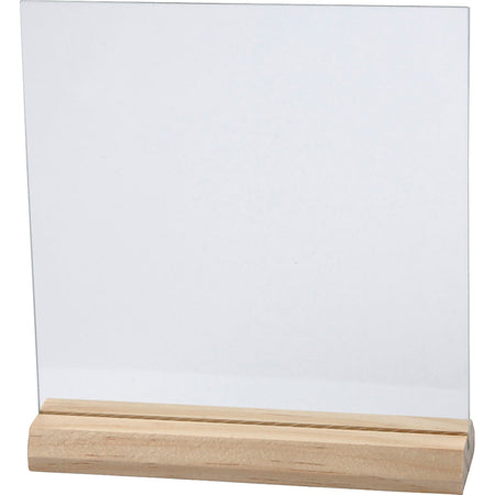 Creotime - Assiette en verre Creativ Company 15,5cmx15,5cm avec socle en bois 10 pièces