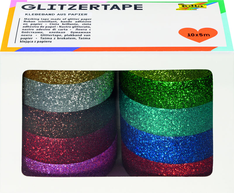 Folia Paper - Ruban adhésif Folia pailleté 5mx15mm 10 pièces 10 couleurs | 6 pièces