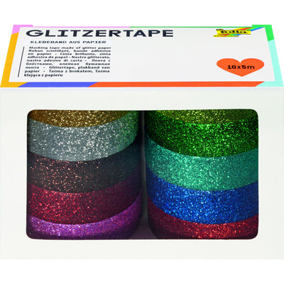 Folia Paper - Ruban adhésif Folia pailleté 5mx15mm 10 pièces 10 couleurs