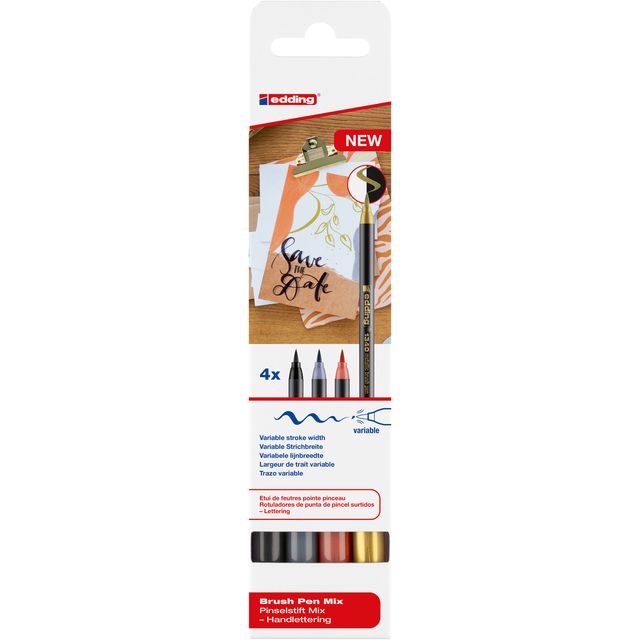 Edding -  Brushpen  1340 letteringset assorti | 10 stuks