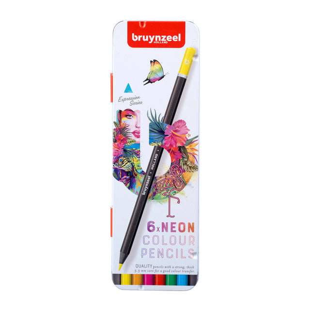 Bruynzeel - crayon coloré bruynzéel 6 pièces couleurs néon