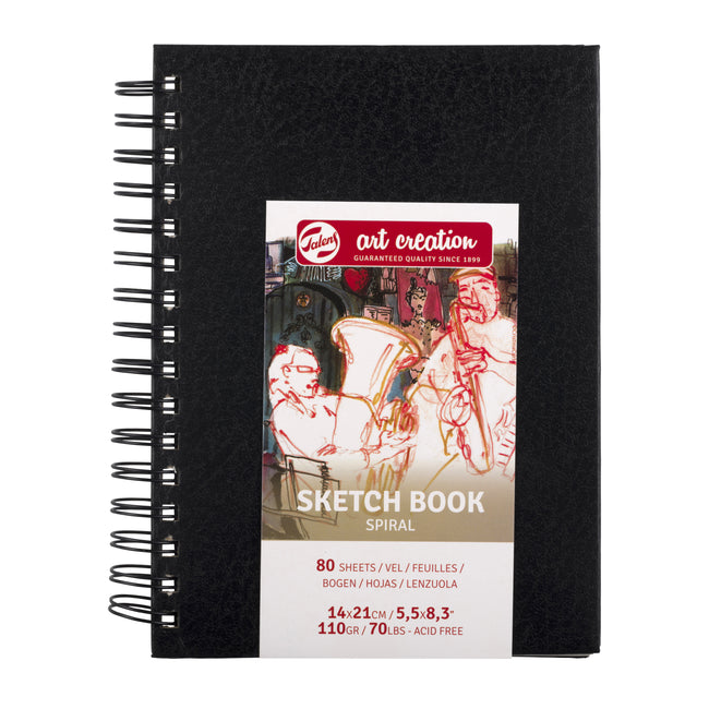 Talens Art Creation - Carnet de croquis Art Creation 80 feuilles blanches 110gr 140x210mm spirale noire | 5 pièces