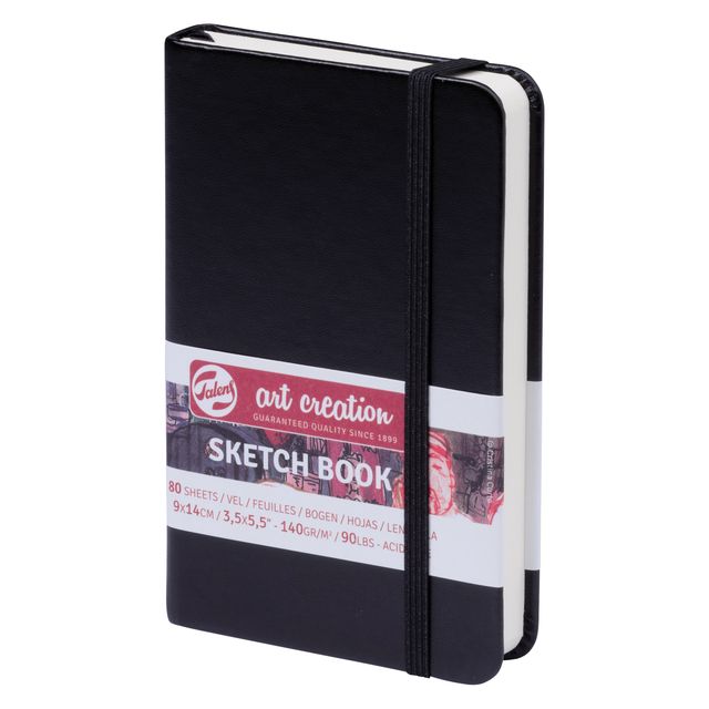 Talens Art Creation - Carnet de croquis Art Creation 80 feuilles blanches 140gr 90x140mm noir | 5 pièces