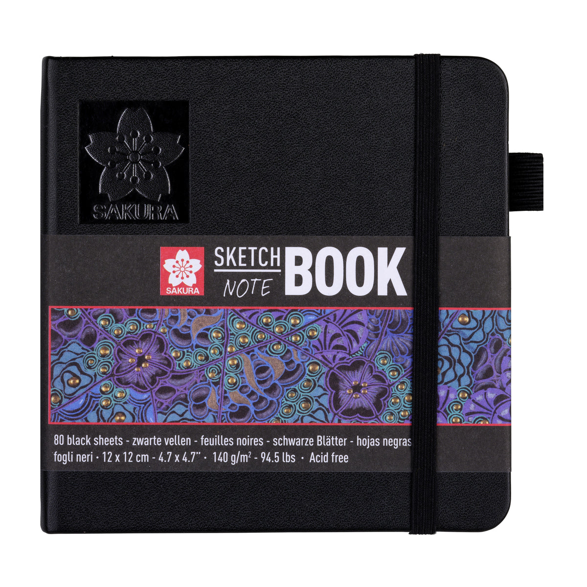 Sakura - Carnet de croquis 80 feuilles noires 140gr 120x120mm noir